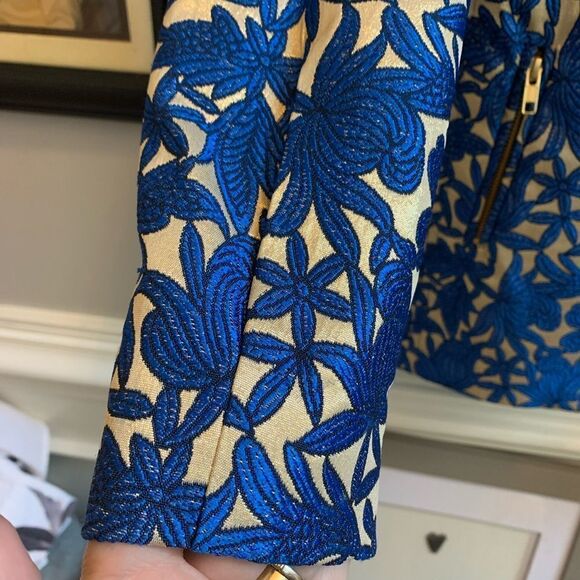 Helene Berman Blue & Gold Sparkle Zip Up Jacket sz M EUC - Picture 4 of 6